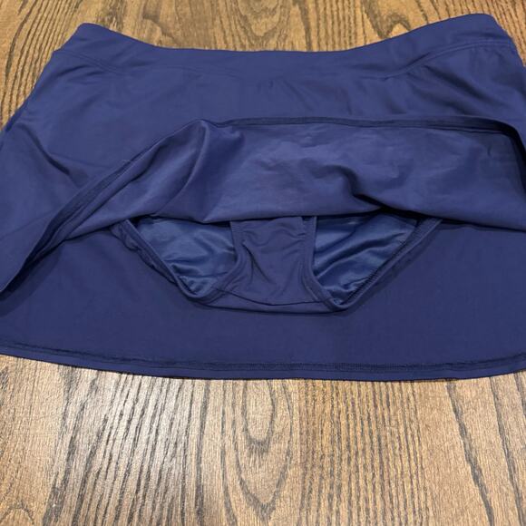 Lands End Womens Solid Navy Blue Swim Skirt Attached Brief Suit Bottom Size 16P - Picture 3 of 6